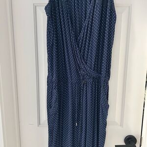 Navy Polka Dot Sleeveless Jumpsuit